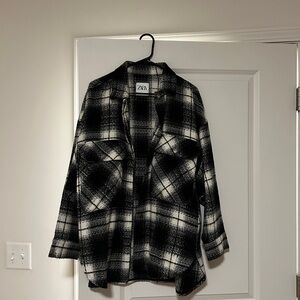 Zara Black and White Plaid Jacket